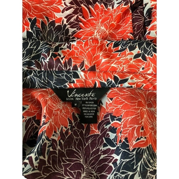 Vincente Milan New York Paris See through Blouse Buttons Size M Long Sleeve - Picture 7 of 7